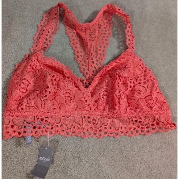 Aerie Womens Lace Bra Bralette L LG Large Pullover New Tag 26.95 Racerback Peach - Picture 1 of 4